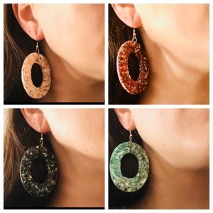 Acrylic Hoop Crushed Shell Hook Boho Earrings